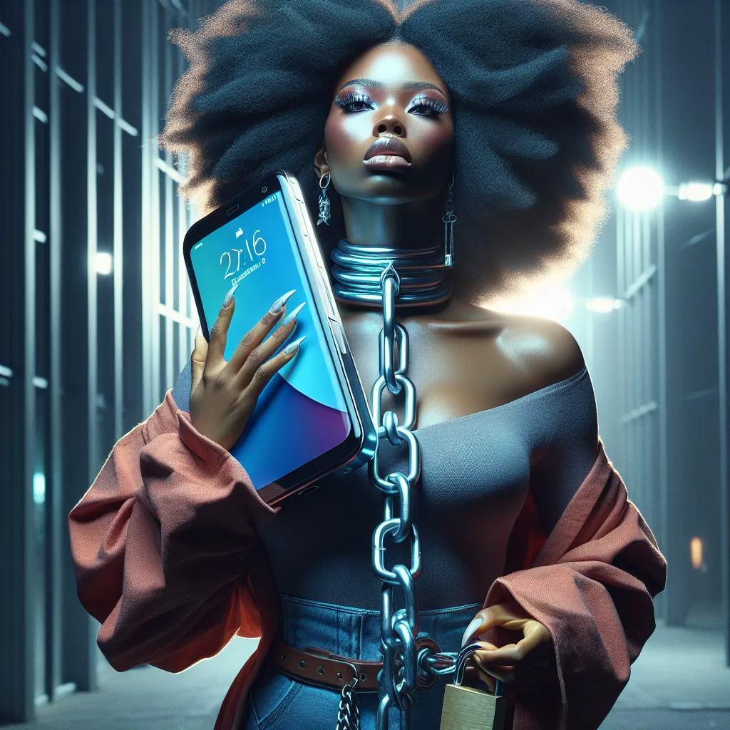 Blackgirl chained to her smartphone